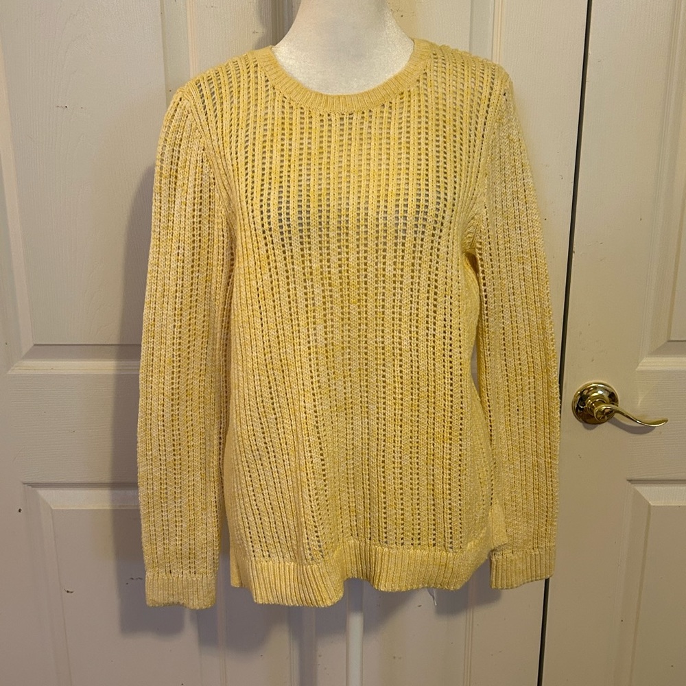 Talbots lacy yellow sweater, size Large Petite